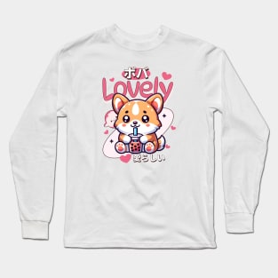 Corgi Boba Tea Long Sleeve T-Shirt